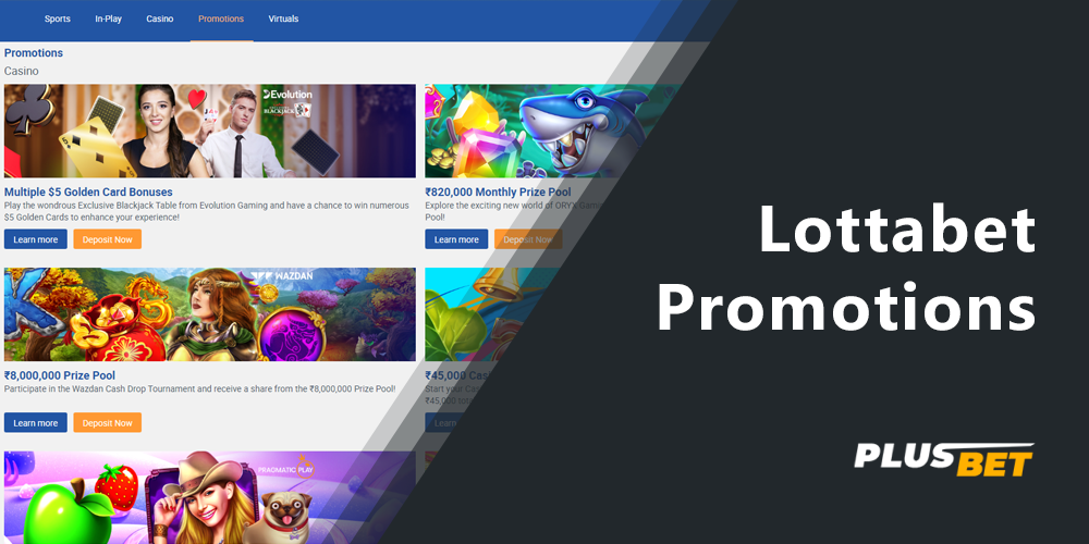 Available bonuses and promotions for all Lottabet users