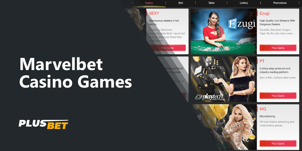 Marvelbet casino games are diverse, so every player will find something for themselves