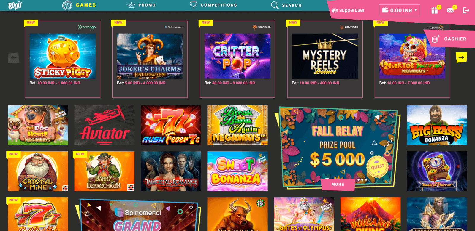 The section with casino games on the official website Booi contains hundreds of interesting games