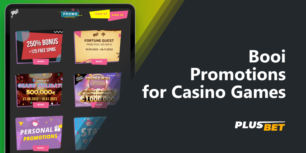 Current promotions and other bonus offers from Booi Casino for customers from India