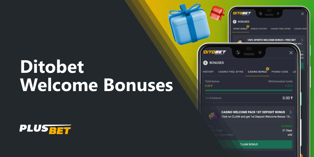 New players from India can get a welcome bonus after registering at Ditobet