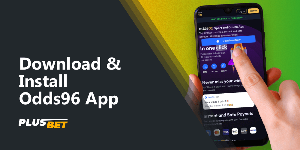 Download and install the Odds96 app to legally bet and play casino games in And