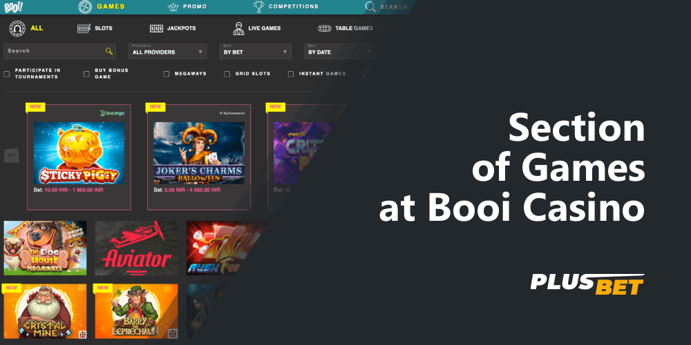 In the Casino section of the Booi website you will find hundreds of exciting games