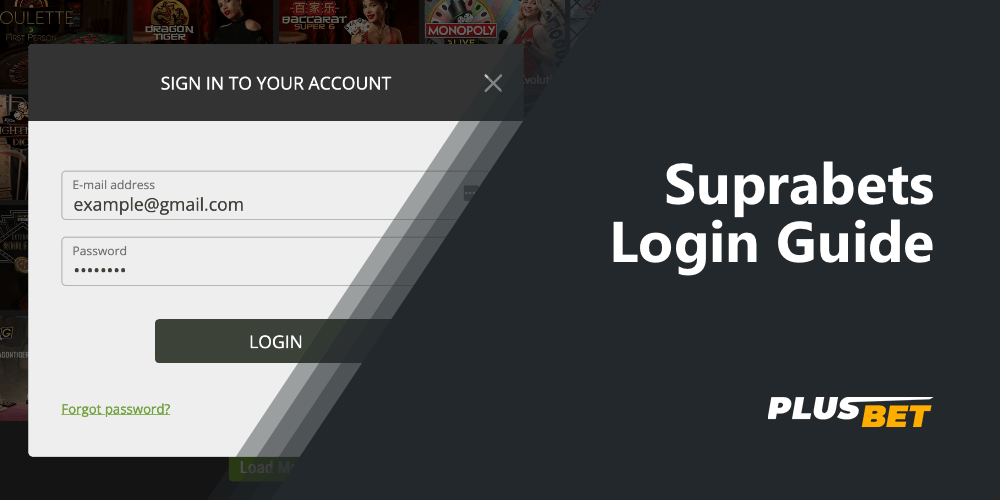 In order to log into your Suprabets account, you must enter your username and password