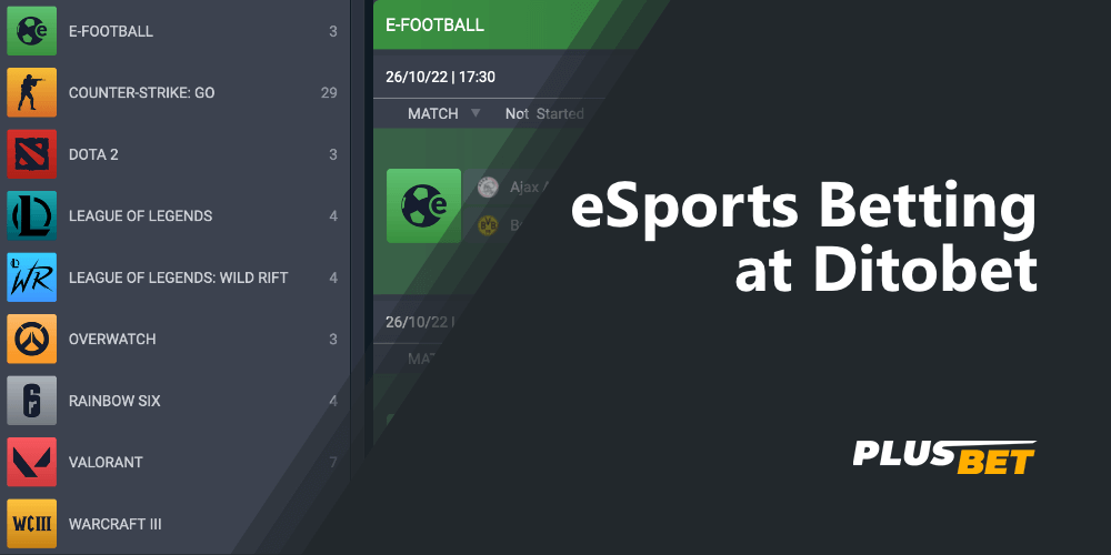 At Ditobet platform you can make a bets on eSports matches