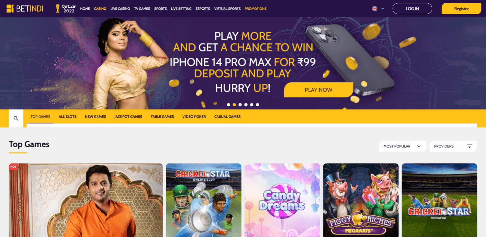 On the Betindi platform, players from India have access to a section of online casinos with hundreds of entertainment