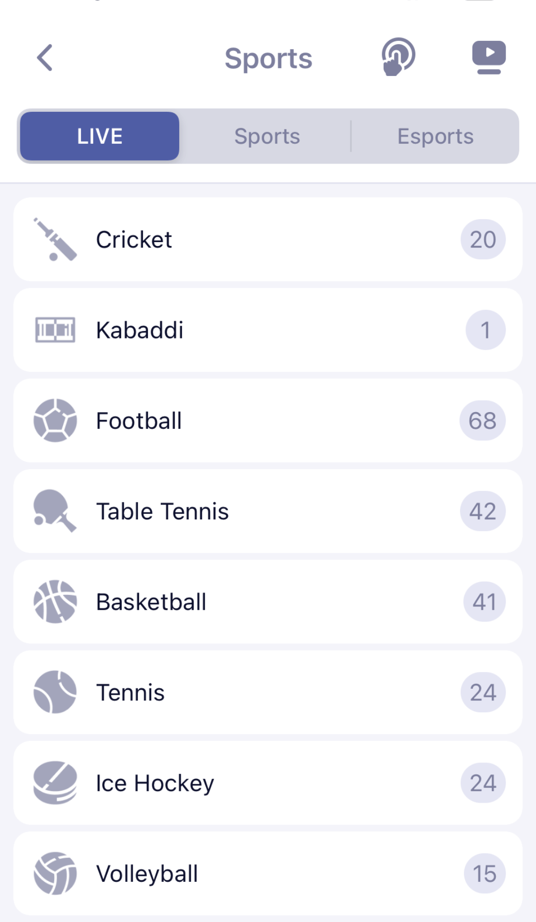The list of available sports on which you can bet in Sapphire Bet
