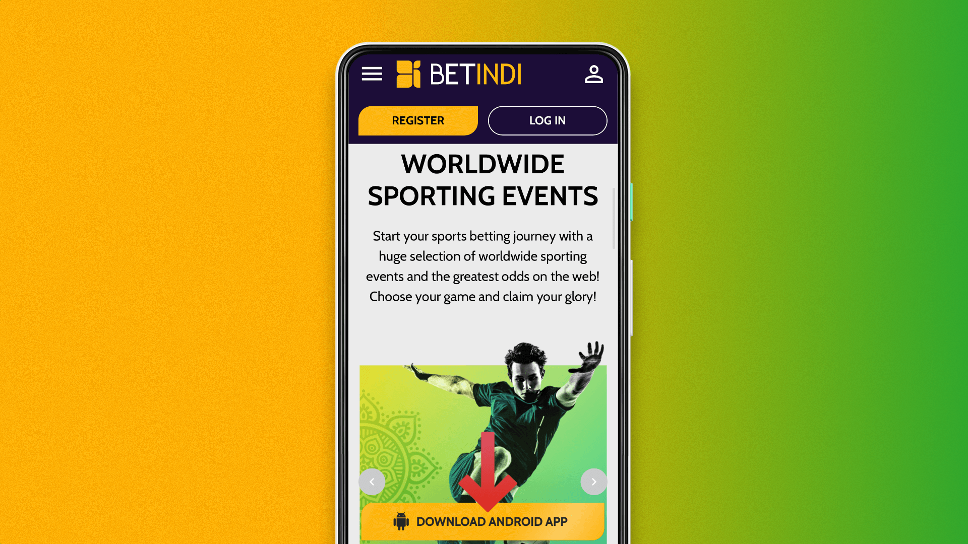 At the bottom of the official Betindi website you can download the app for Android