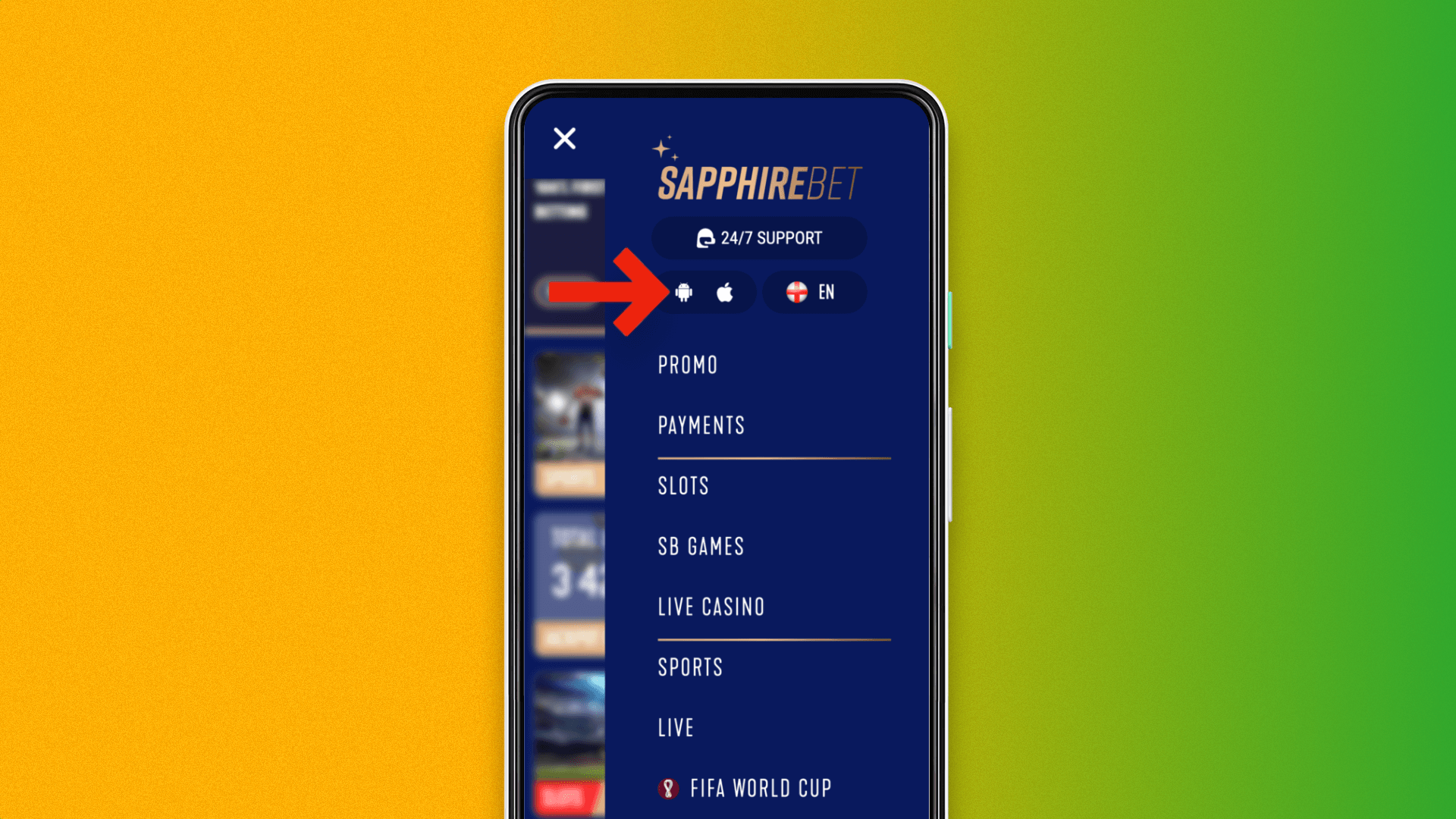 Go to the special section with applications on the SapphireBet website to download the application for Android