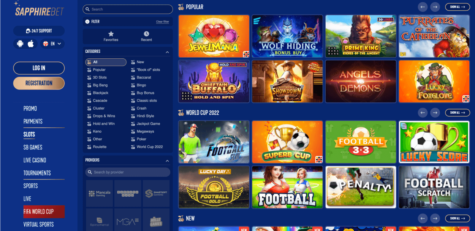 SapphireBet has dozens of exciting slots, all available to players from India