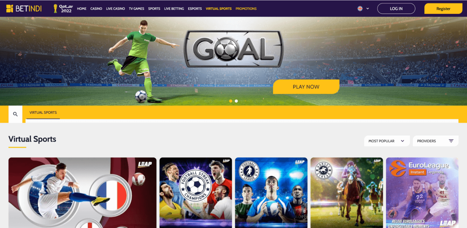 Virtual sports betting is also available at Betindi for players from India