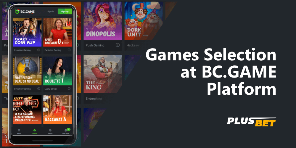 On the platform of BC Game presents various gaming sections, including slot machines, a live casino, lottery and much more