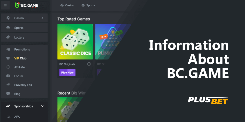 Detailed information about BC.GAME platform for sports betting and online casino games