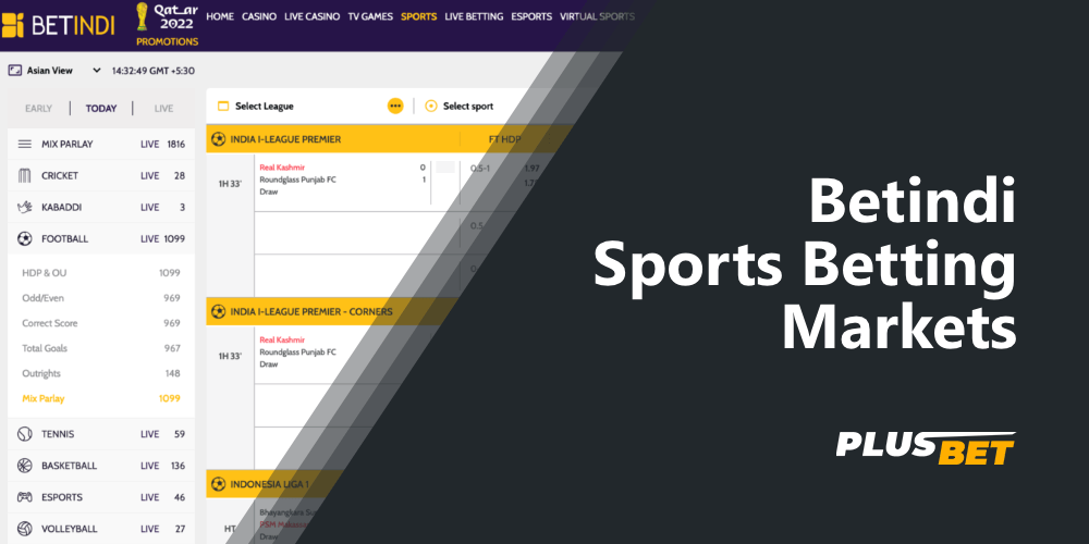 On the Betindi platform you can bet on dozens of different sports and popular sports tournaments