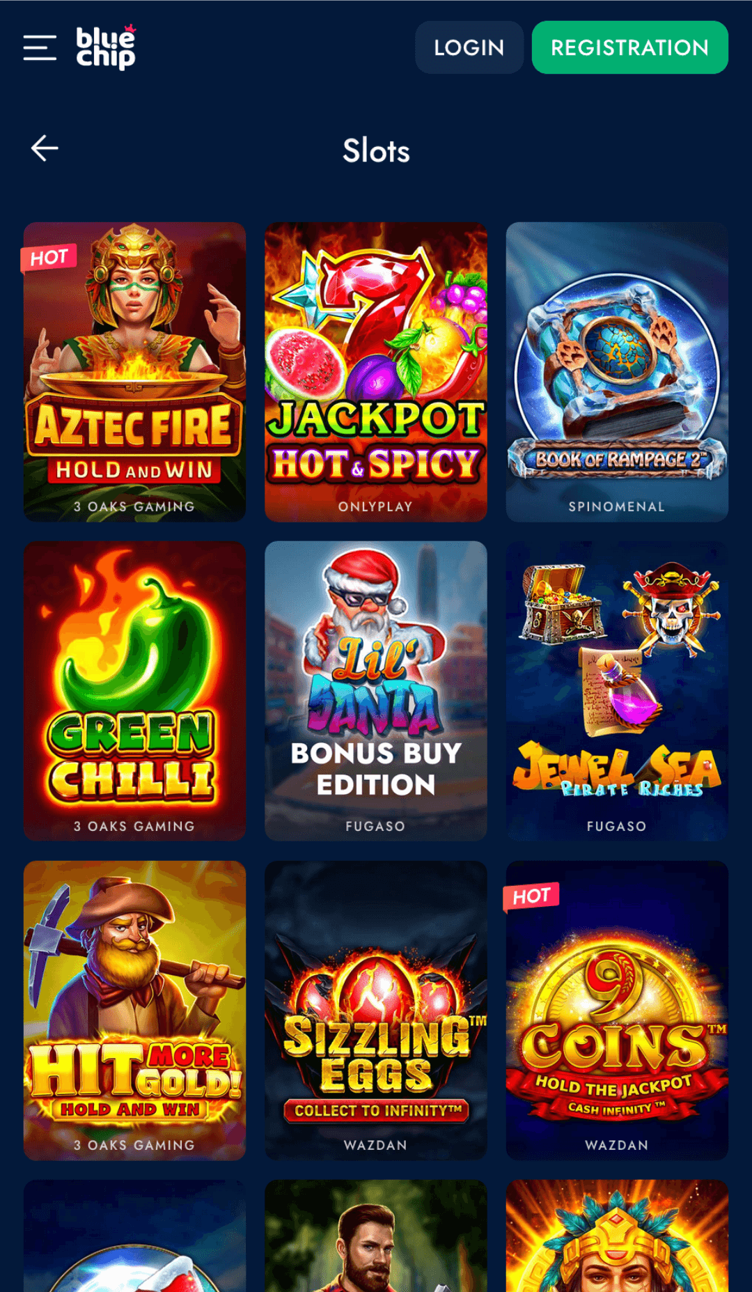There are hundreds of different slots available to Indian users in the Bluechip app