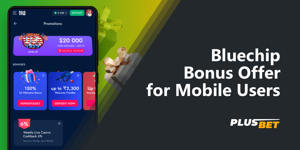 The Bluechip app offers Indian users a welcome bonus on both sports and casino games
