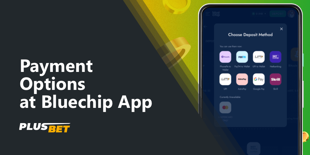 For the convenience of users from India, several payment options are available in the Bluechip app