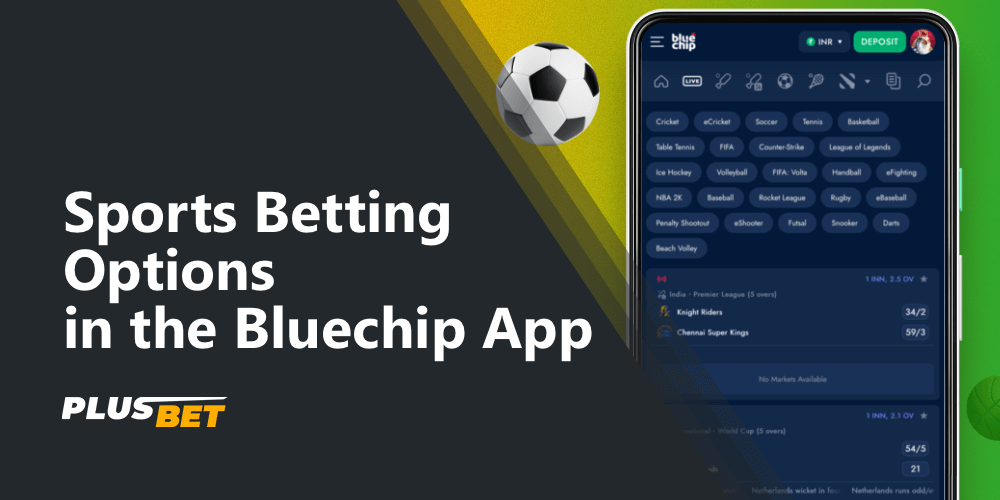 With the Bluechip mobile app, Indian users can bet on dozens of sports, as well as popular tournaments, including the IPL