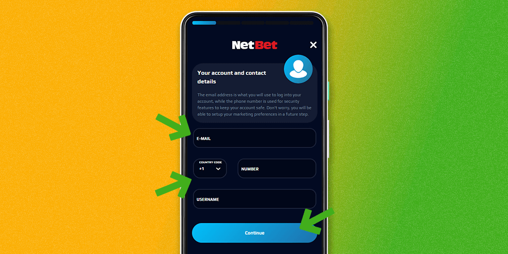 To register in the NetBet app, enter all the required information in the fields