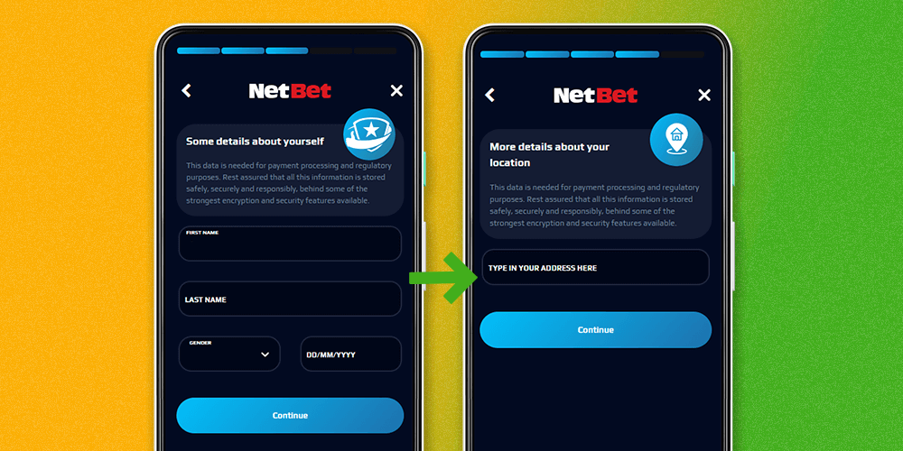 To register in the NetBet app, enter all the required information in the fields, including name and date of birth