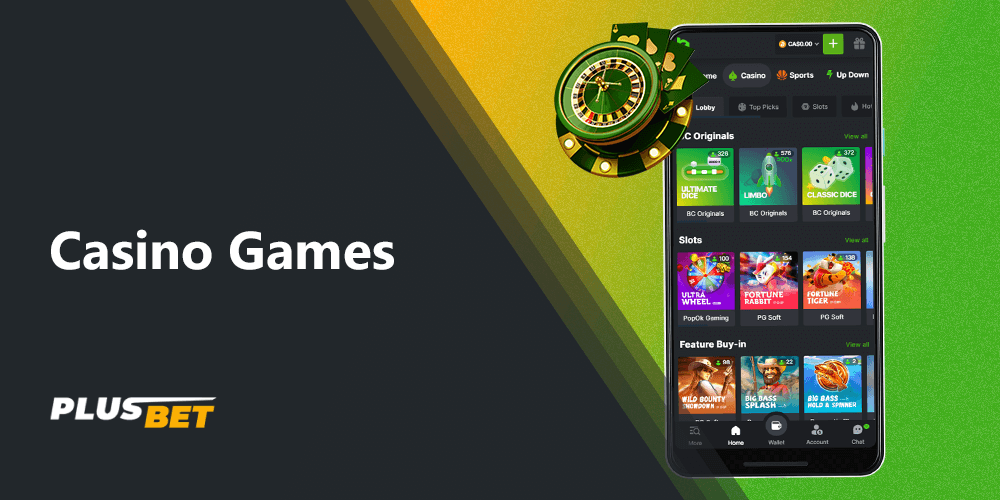In BC.Game mobile casino app you can also play casino games without restrictions