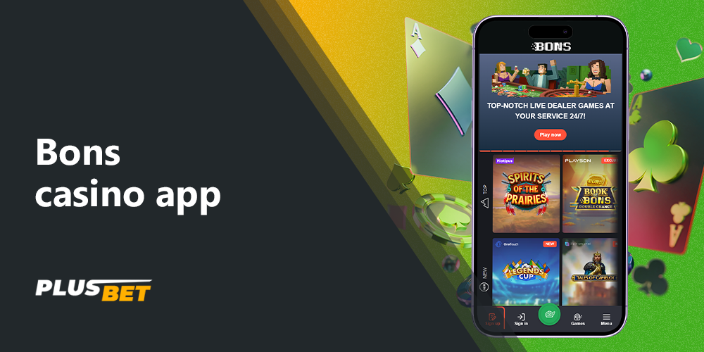 Players from India can play casino games directly through the Bons app