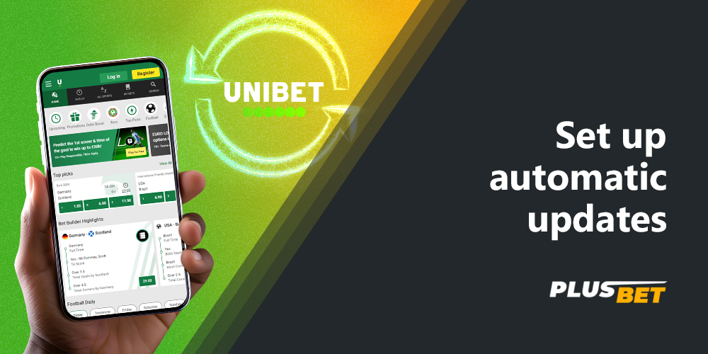 In order for the Unibet app to work correctly, you need to set the app to update automatically