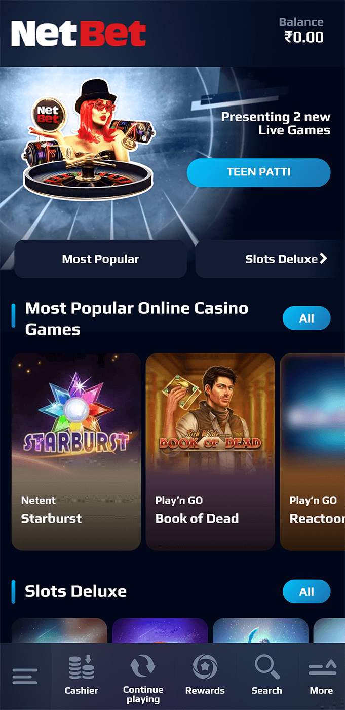 NetBet app home page