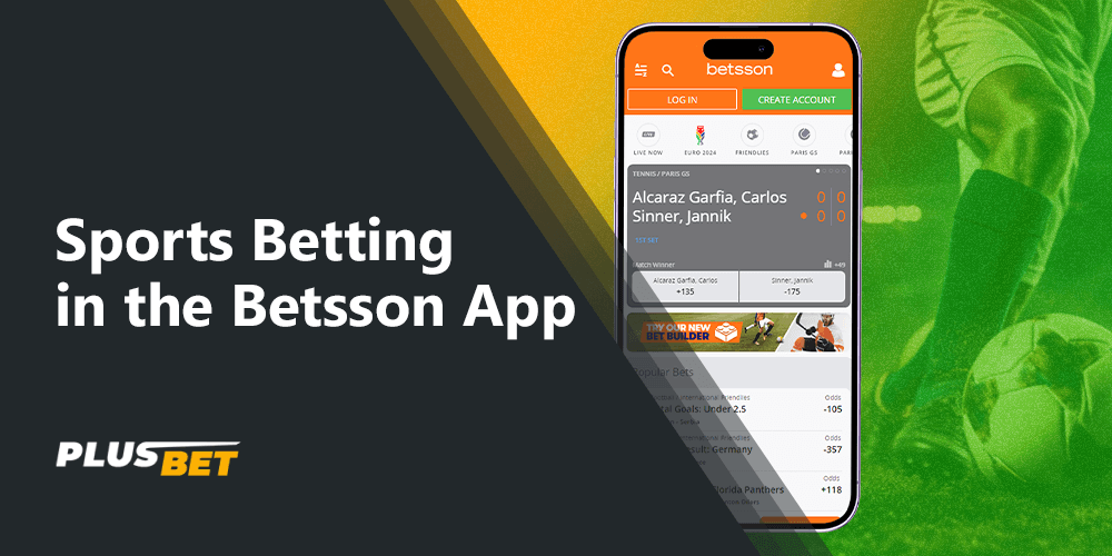 The Betsson app has a large selection of sports disciplines for indie players