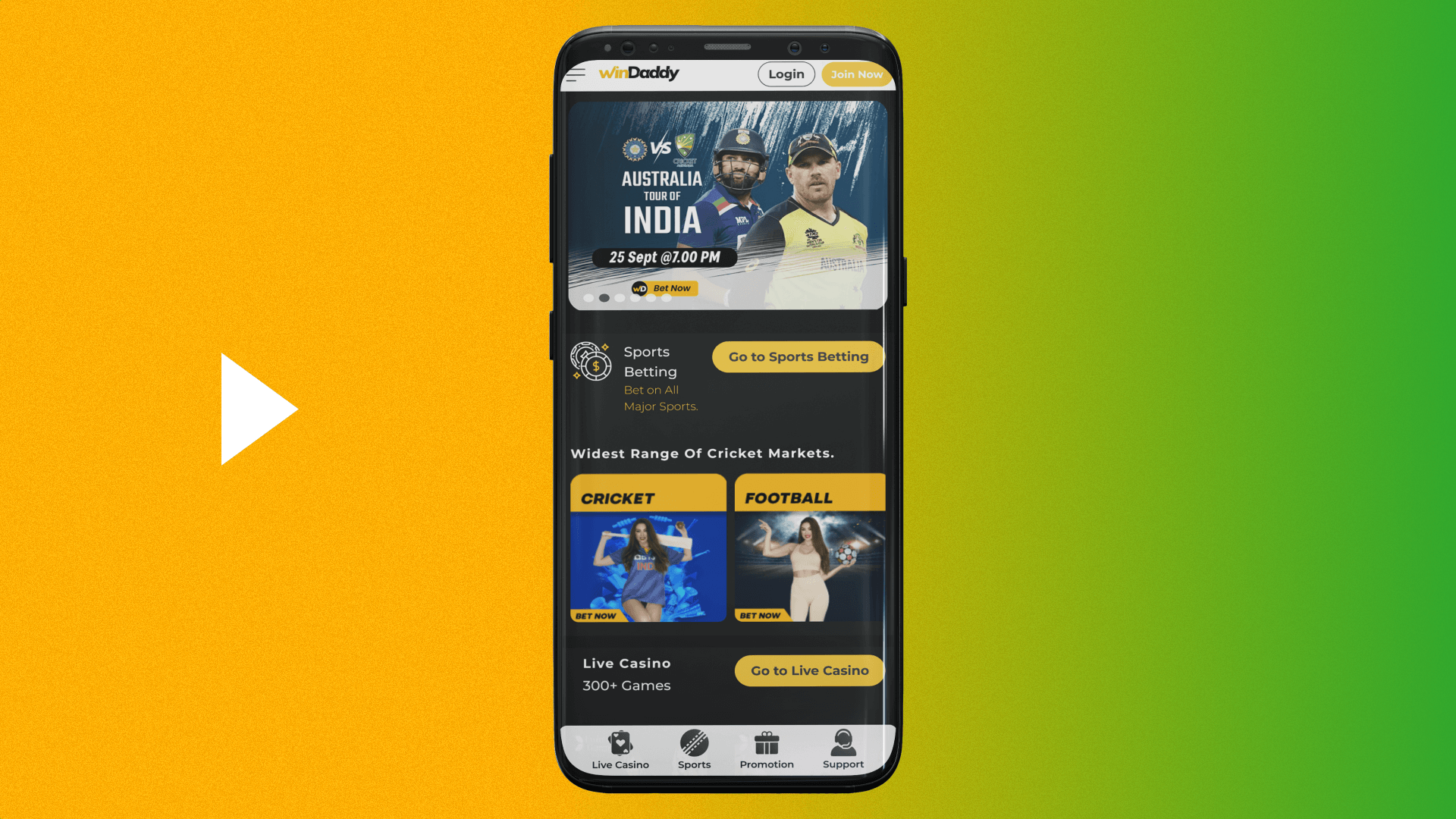 To download the Windaddy app players from India need to go to the mobile site