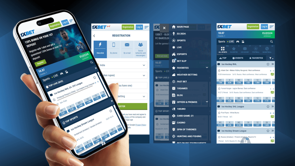 Screenshots of 1xBet mobile application
