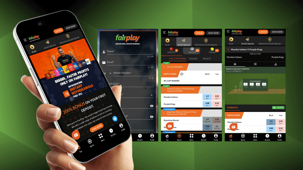 Screenshots of Fairplay mobile application