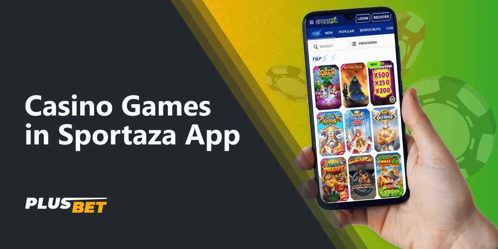 The range of casino games on the Sportaza app includes more than 10,000