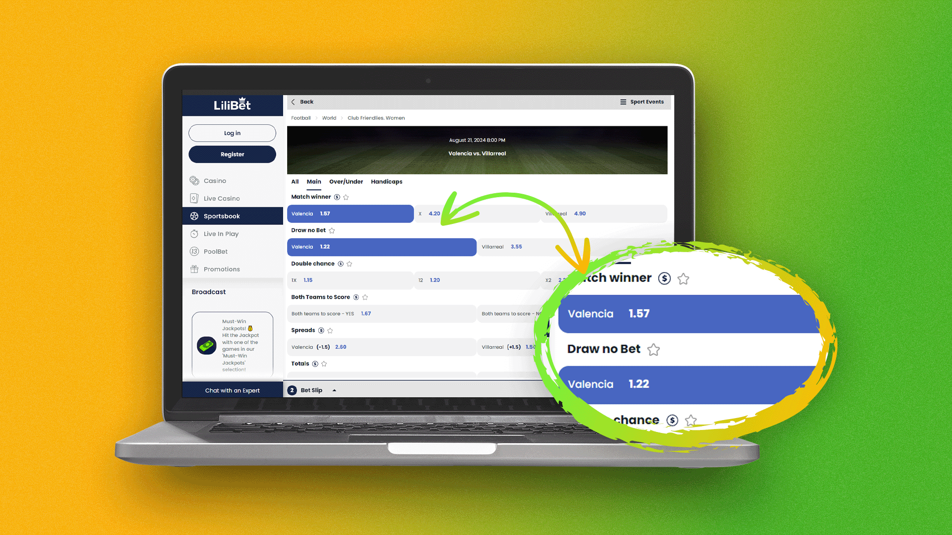 Choose a tournament and a coefficient for a match at Lilibet