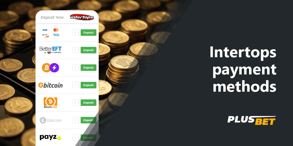 Intertops offers a rich choice of deposit methods