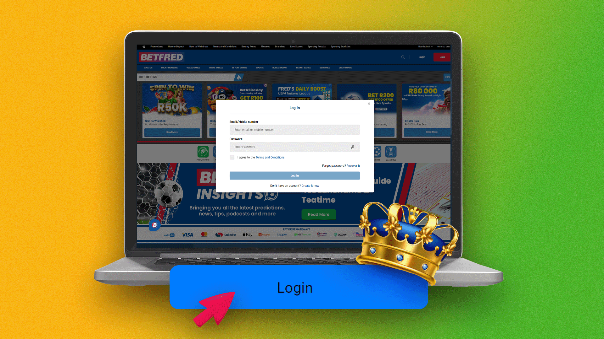 Click the button to confirm logging into Betfred