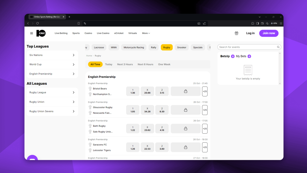 10cric is great for rugby betting