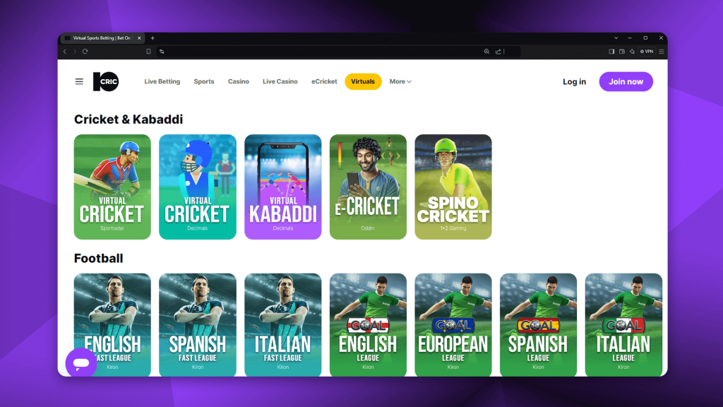 10cric is the best bookmaker for betting on virtual cricket