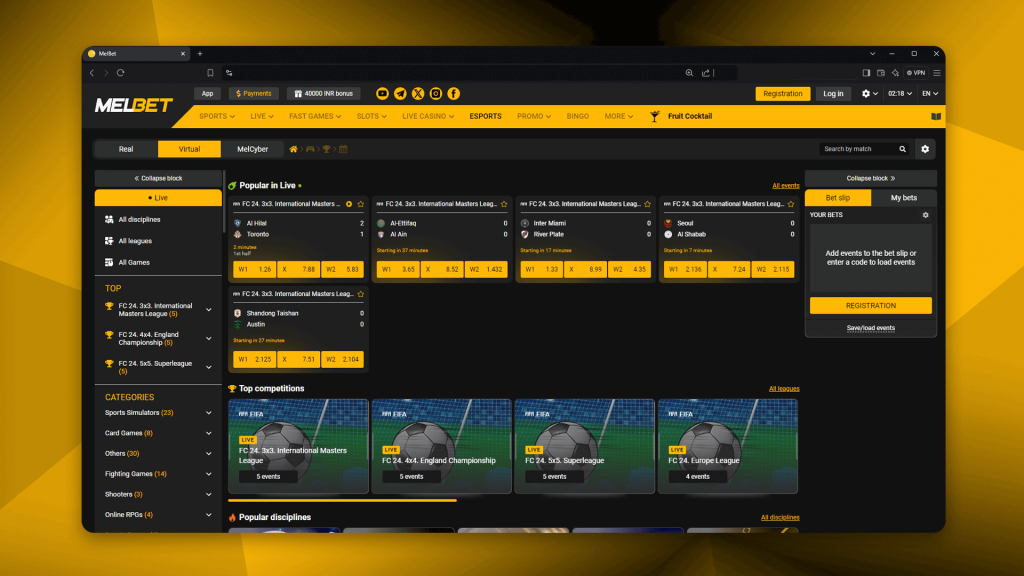 Melbet is the best bookmaker for betting on virtual sports