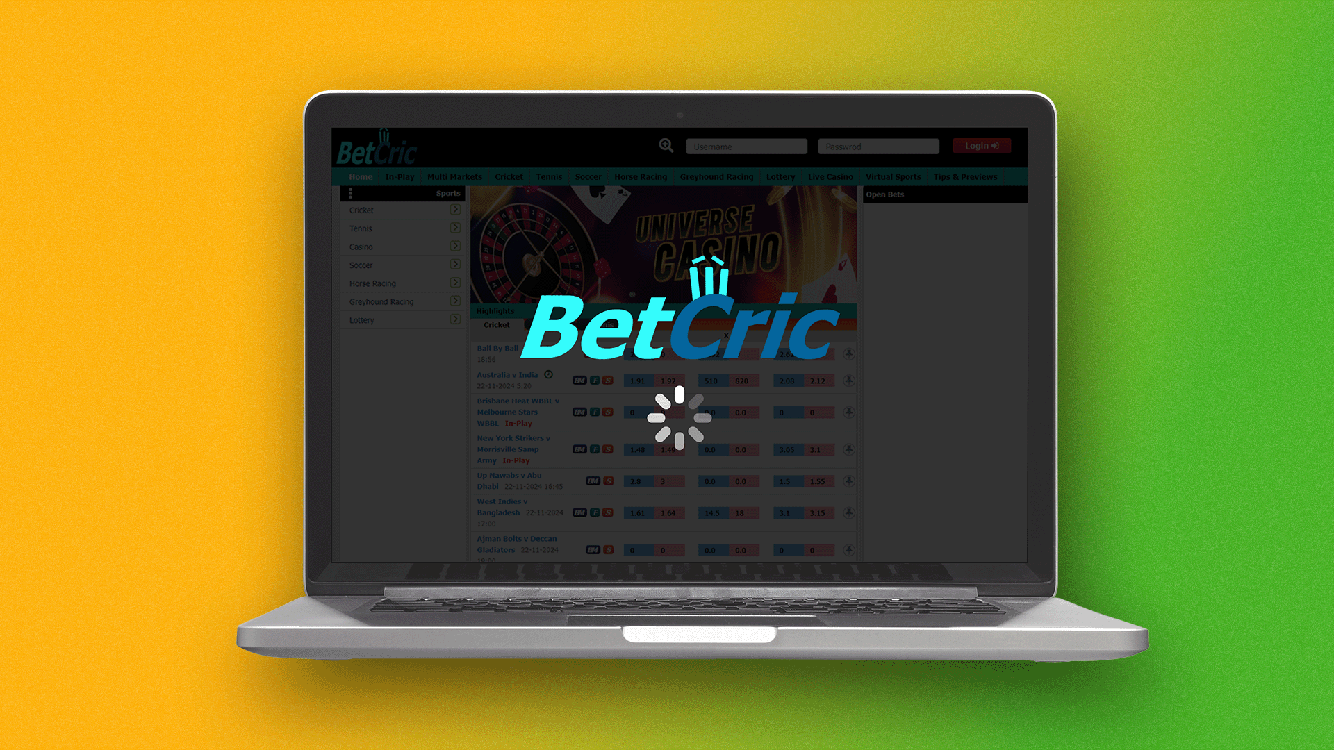 Go to the Betcric website to log in to your account