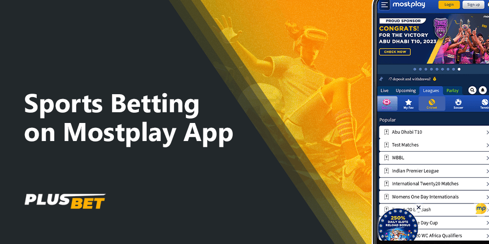 The Mostplay app offers a variety of sports disciplines to bet on